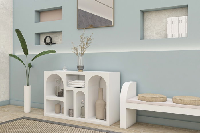 Hanah Home Consola Blanca Liva 120 - Mueble de Entrada o Salón Moderno, 120x74x37 cm